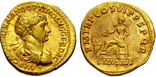 Roman coin - Trajanus - Gold Aureus